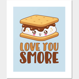 Love You Smore Cute Kawaii Marshmallow Pun Posters and Art